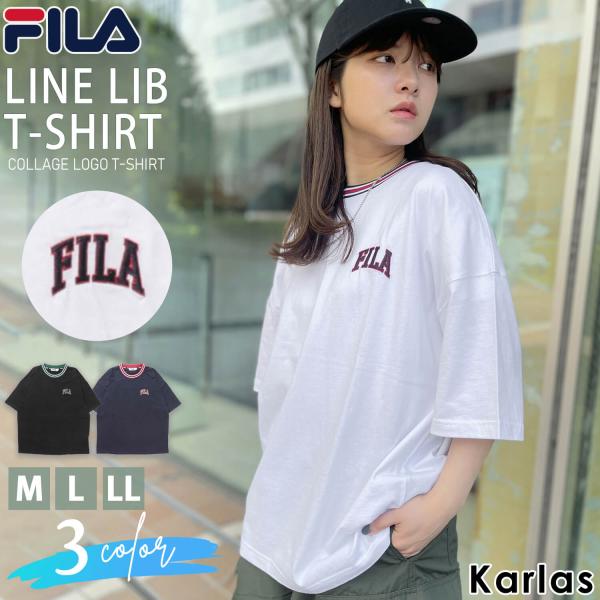 FILA フィラ Tシャツ レディース 半袖 無地 コットン 綿100％ ロゴ ライン リブ ワンポ...