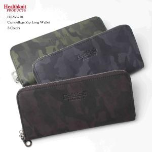 HealthKnit ヘルスニット レザー カモフラージュ ZIP 長財布 カモ柄 ジッパー ファスナー メンズ ブランド アメカジ アウトドア