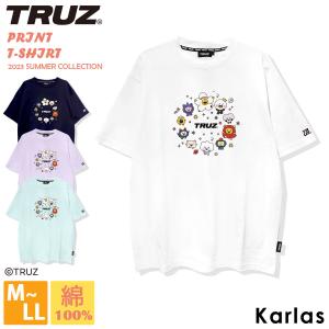 TRUZ Tシャツ 半袖 レディース  綿100% クルーネック 韓国 正規品 ロゴ プリント TREASURE トレジャー トゥルーズ コラボkarlas｜outfit-style