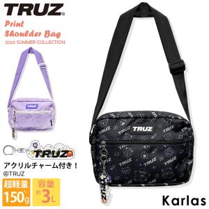 TRUZ ショルダーバッグ レディース アクリルチャーム付き 斜めがけ 軽量 韓国 正規品 総柄 TREASURE トレジャー トゥルーズコラボ｜outfit-style