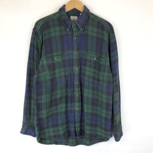 BUGLE BOY ビューグルボーイ ヘビーフランネルシャツ ボタンダウン グリーン系 メンズM n015178｜outfit-vintage