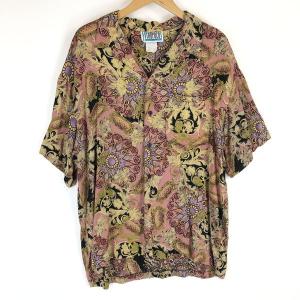 古着 TROPOCO ハワイアンシャツ made in HAWAII ヨーロッパ風 紋章 ピンク系 メンズXL 中古 n017818｜outfit-vintage
