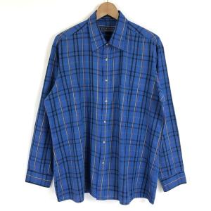 古着 EDITIONS by VAN HEUSEN チェックシャツ オールド 長袖 ブルー系 メンズL 中古 n020413｜outfit-vintage