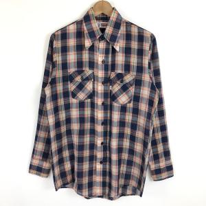 古着 Levi's リーバイス チェックシャツ made in USA ヴィンテージ 長袖 ネイビー系 メンズS n020420｜outfit-vintage