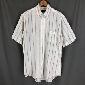 古着 CLAYBROOKE ストライプシャツ ボタンダウン 半袖 ホワイト系 メンズL 中古 n021180｜outfit-vintage