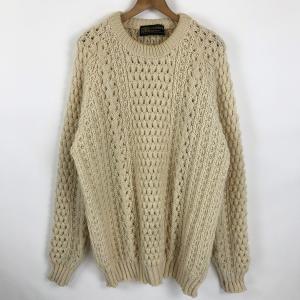 古着 COUNTRY knitwear フィッシャーマンセーター アラン編み ヴィンテージ ホワイト系 メンズXL 中古 n021594｜outfit-vintage