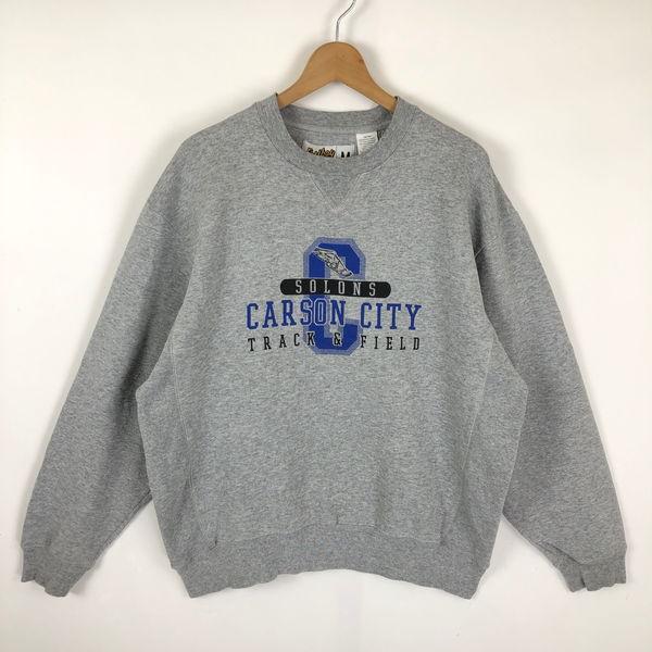 古着 EASTBOY カレッジプリントスウェット リバースウィーブタイプ CARSON CITY グ...