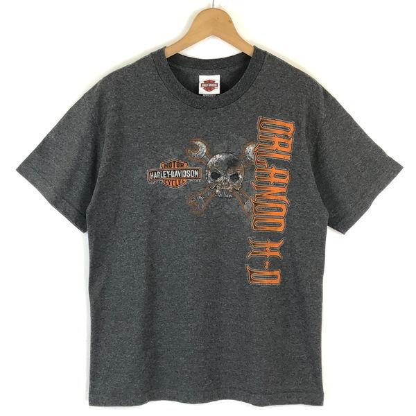 古着 Harley-Davidson ハーレーダビッドソン プリントTシャツ 両面プリント ドクロ ...