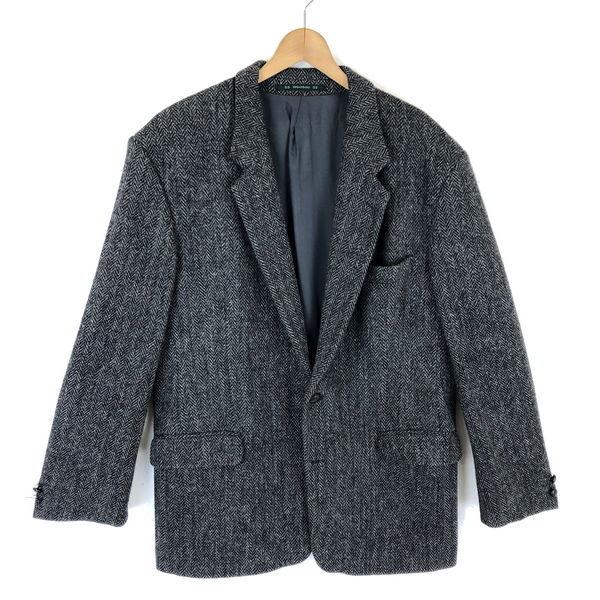 【古着】 Harris tweed ハリスツイード ウールジャケット テーラードジャケット ヘリンボ...