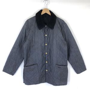 【古着】 Barbour バブアー キルティングジャケット LIDDESDALE JACKET コーデュロイ襟 薄綿入り グレー系 メンズM 【中古】 n032259｜outfit-vintage