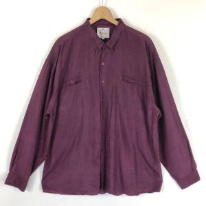 【古着】 SILK mirage シルク シャツ 無地 80年代 ワイン系 メンズXL 【中古】 n039379｜outfit-vintage