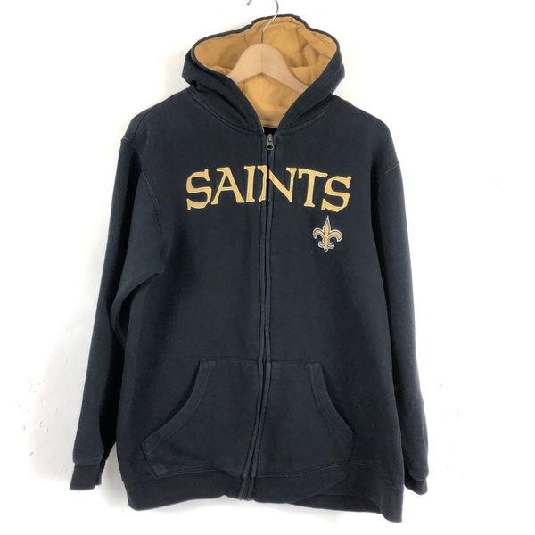 【古着】 nfl ジップアップパーカー ワッペンロゴ ORLENS SAINTS ブラック系 レディ...