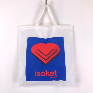 【古着】 トートバッグ エコバッグ ISOKET ハート柄 ホワイト系 フリーサイズ 【中古】 n047291｜outfit-vintage