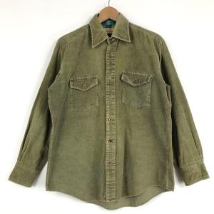 【古着】 Tivoli of copenhagen コーデュロイシャツ 無地 ヴィンテージ オリーブ系 メンズM 【中古】 n048890｜outfit-vintage