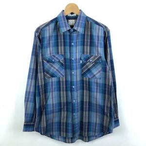 【古着】 Levi's リーバイス シャツ チェック柄 薄手 80年代 長袖 ブルー系 メンズM 【中古】 n049853｜outfit-vintage