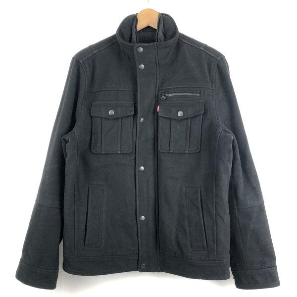 【古着】 Levi&apos;s リーバイス ジャケット ミリタリー系 メルトン風 ブラック系 メンズS 【中...