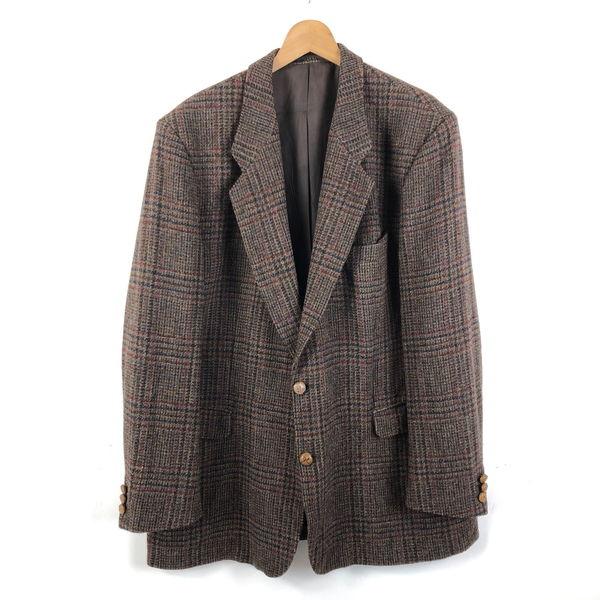 【古着】 Harris Tweed ハリスツイード ツイードジャケット 千鳥柄 90年代 ブラウン系...