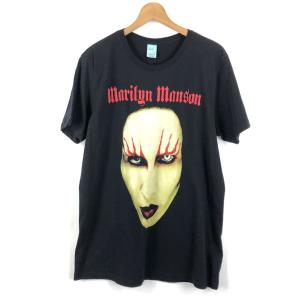 【古着】 MARILYN MANSON マリリンマンソン バンドプリントTシャツ ガンズ ゴッド アンド ブラック系 メンズL 【中古】 n050785｜outfit-vintage