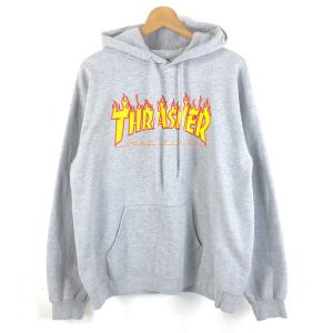 【古着】 THRASHER スラッシャー スウェット パーカー フレイムロゴ グレー系 メンズM 【中古】 n052122｜outfit-vintage