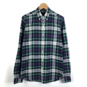 【古着】 J.CREW ジェイクルー シャツ チェック柄 やや厚手 長袖 グリーン系 メンズS 【中古】 n052194｜outfit-vintage