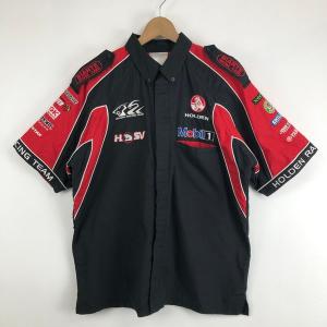 【古着】 HOLDEN RACING TEAM レーシングシャツ 豪華刺繍 半袖 ブラック系 メンズM 【中古】 n052708｜outfit-vintage