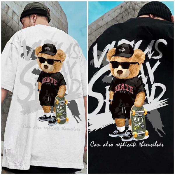 スケーターベア Tシャツ メンズ レディース 韓国風 ビッグシルエット オーバーサイズ ストリート系...