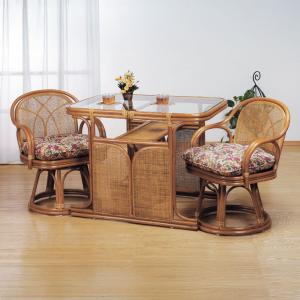 ꧁籐素材꧂クッション付ラタンアームソファ&ガラステーブルセット高座椅子 チェア 今枝商店 籐 アームチェア クッション付 座面高35cm （ 椅子 ラタン