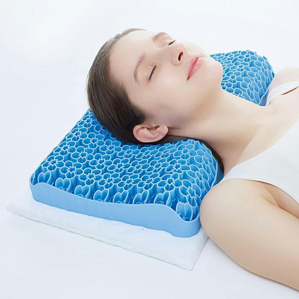 高さが変わる ゲルウェーブピロー 枕 まくら 通気性 ゲルピロー ジェル枕 ジェルピロー カバー付き...