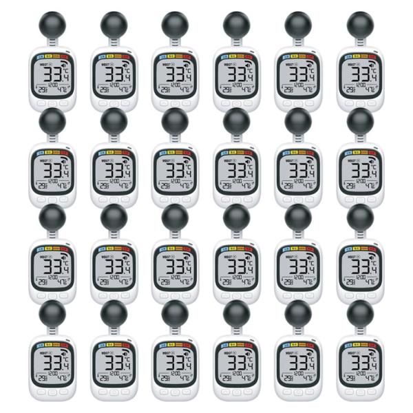 黒球式 熱中症指数計 24個組 熱中症対策 暑さ指数 測定器 温度計 湿度計 WBGT測定 時計表示...