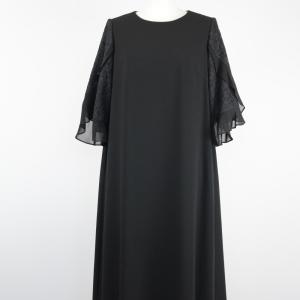 ウォッシャブル対応 フリル袖フォーマルワンピース　ブラックフォーマル