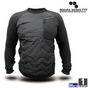 長袖トップス ボクラワークス BOKURAWORKS メンズ 3724 中綿 ピンソニック 裏フリース 長袖 クルーネック 2211 トップス