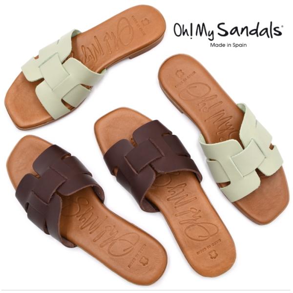 Oh my Sandals オーマイサンダルズ スクエアトゥ フラットサンダル 4955 スペイン製...