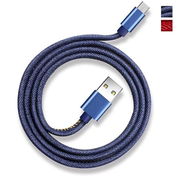 Y 充電ケーブル デニム風 1ｍ 2本セット  android micro usb type-C ラ...