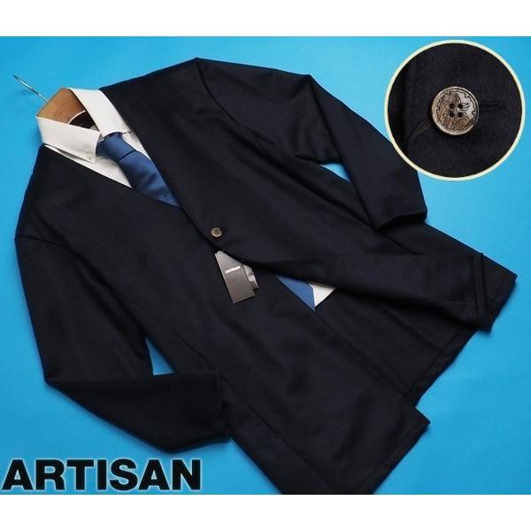 新品定価5.8万円 ARTISAN アルチザン 日本製 刻印水牛釦 ウール×カシミヤビーバー加工 は...
