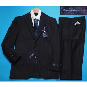 新品17.3万円 大手百貨店扱い 春夏『Ermenegildo Zegna ゼニア TROPICAL 伊製生地』ウール100% ストライプ スーツA4紺(B) 1509071｜outlet-talat