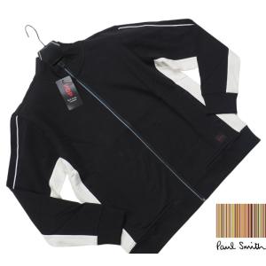 新品正規品 Paul Smith ポールスミス 裏毛 ストライプジップアップ ブルゾン/ジャケットLブラック(019) 82-7164