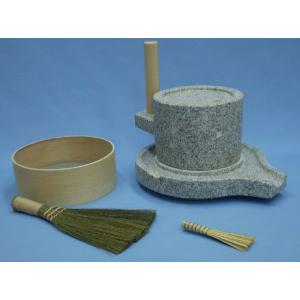 みかげ石 挽き臼 皿型 24型 茶臼 そば 蕎麦 米 コーヒー 御影石 : 木製