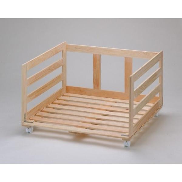 国産 ひのき すのこワゴン 押入れ用 幅80×奥行75cm キャスター付 押し入れ 収納 布団 ラッ...