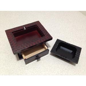 彫刻仕上げ 卓上灰皿 木製 灰皿 オフィス 和室 シック