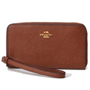 コーチ 財布 COACH クロスグレイン レザー ジップ フォン iPhone スマホ ウォレット リストレット 財布 サドル2 58053｜outlet365