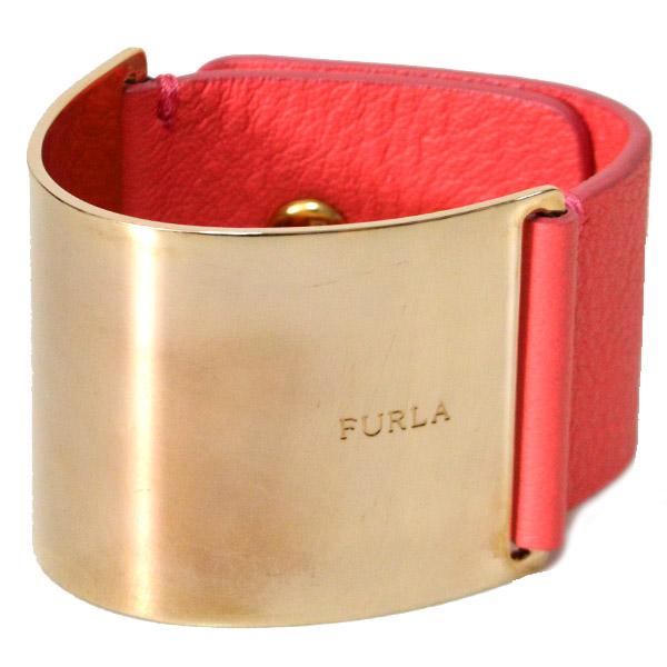 フルラ アクセサリー FURLA メタル レザー アクセサリー ブレスレット ワイドバングル ピンク...