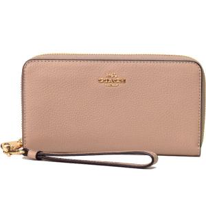 コーチ 長財布 COACH ぺブルレザー ロゴ リストレット ロング ジップ アラウンド 長財布 トープ C4451｜outlet365