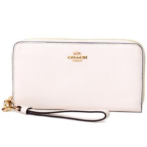 コーチ 長財布 COACH ぺブルレザー ロゴ リストレット ロング ジップ アラウンド 長財布 チャーク C4451｜outlet365