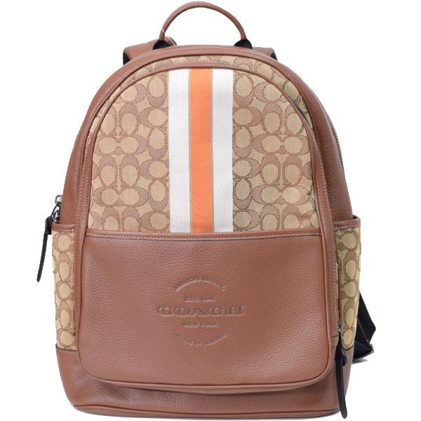 コーチ バッグ COACH ジャガード ぺブルレザー シグネチャー トンプソン ストライプ バックパ...