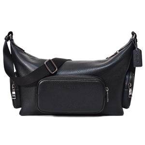 コーチ メンズ バッグ COACH レザー ロゴ フィン ポケット クロスボディ 斜め掛け ショルダーバッグ ブラック CCG15