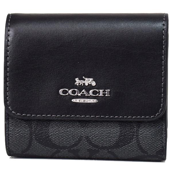 コーチ 財布 COACH コーティングキャンバス レザー シグネチャー スモール トリフォールド コ...