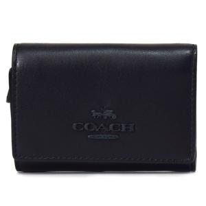 コーチ 財布 COACH スムースレザー スモール ロゴ マイクロ ミニ ウォレット コンパクト 三つ折り財布 ブラック CP260｜outlet365