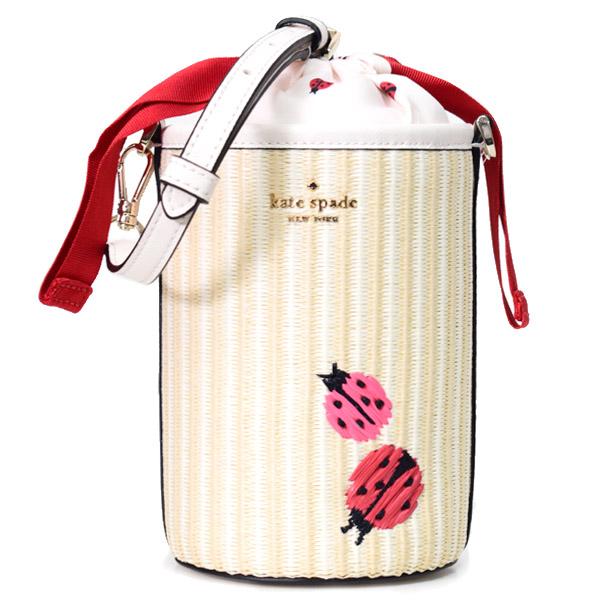 ケイトスペード バッグ katespade かごバック ストロー レザー ドッティ てんとう虫 2w...