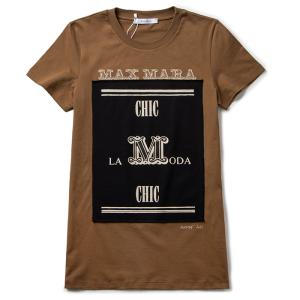マックスマーラ MAX MARA Tシャツ コットン ジャージー 7 for 70 MaxMaraGram ロゴ キャメル 19460313600 13117 006VI｜outleta