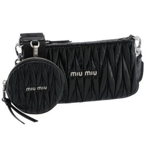 ミュウミュウ MIU MIU ショルダーバッグ マテラッセシャイン ロゴベルト ポーチ付き ミニバッグ ブラック 5BH190NOO 2DNV 002｜outleta